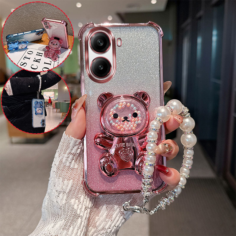 Oppo Tablet Accessories - Cute Bear Cartoon Holder Pearl Lanyard